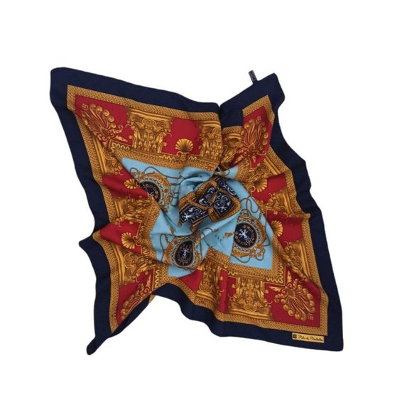 BLU DI BALESTRA Blue Royal Silk Scarf ITALY 34.5"/ 34.5” EC - Picture 7 of 10